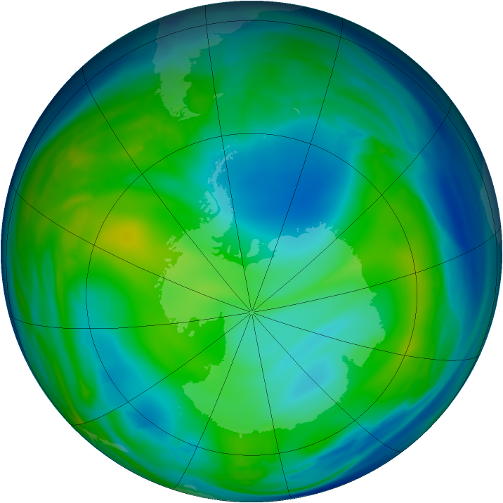 Antarctic ozone map for 30 June 2006